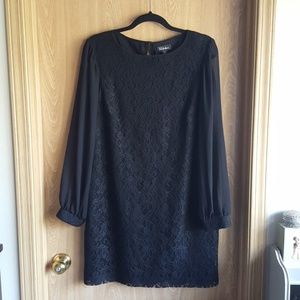 SL Fashions Shift Dress with Lace Overlay